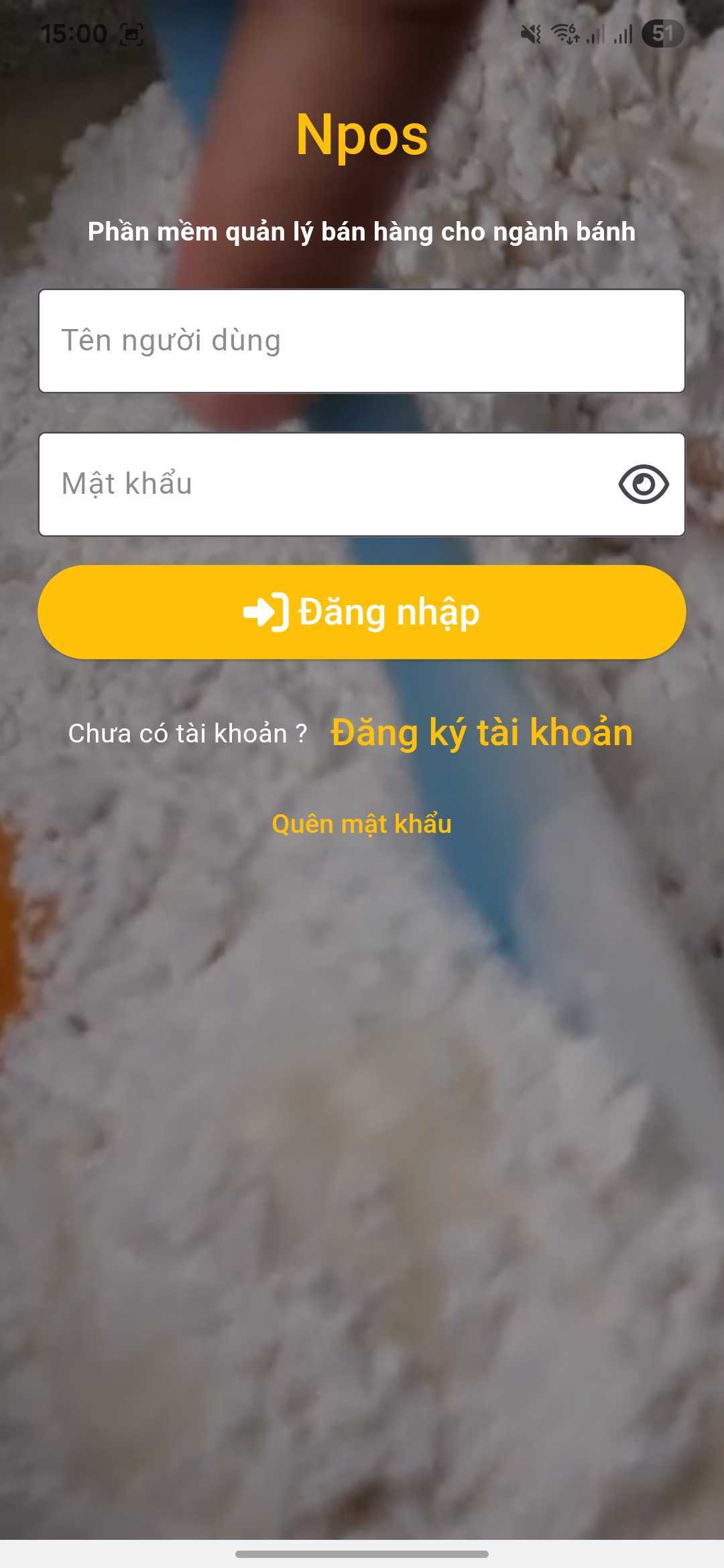 NPOS App login screen